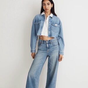 Madewell x Molly Dickson Denim Oversized Crop Shirt